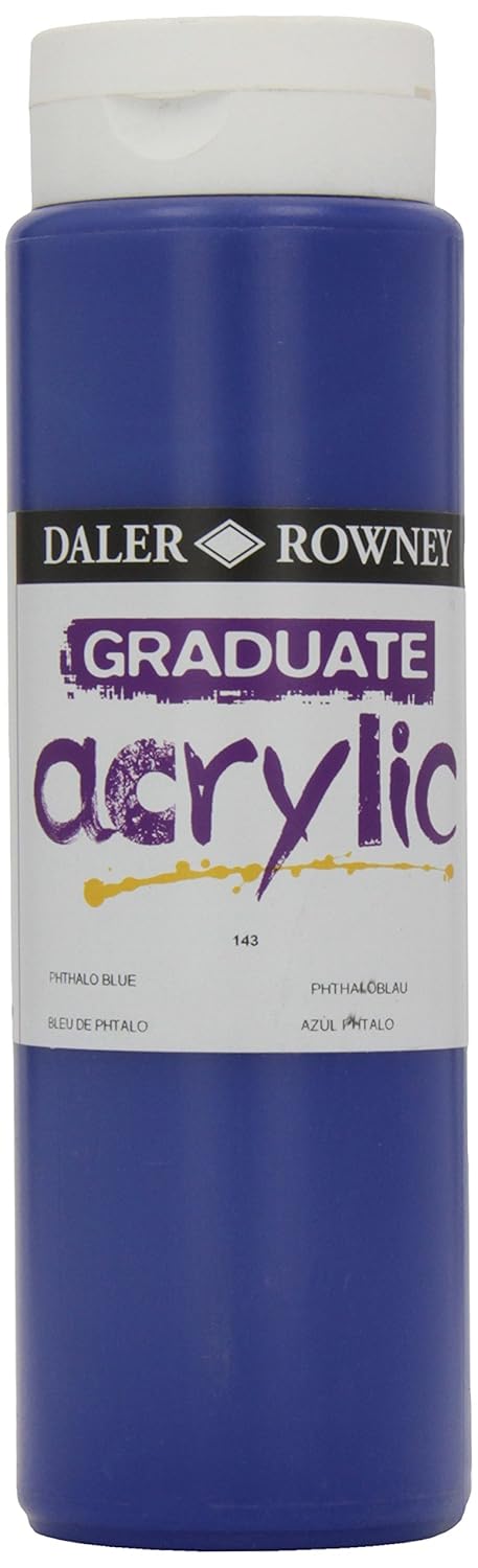 Daler-Rowney Graduate Acrylic Paint, Plastic Bottle, 16.91oz - 500 ml, Phthalo Blue, 500 ml (Pack of 1)