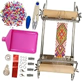 hobbyworker The Second Generation Adjustable Bead Loom Kit with Seed Beads,Large Eye Curved Beading Needle, Funnel Tray,Lobster Clasp,Open Ring and Bead Mat for Jewelry Making kit