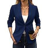 ELLEVEN Slim Fit Blazers for Women Business Casual, Stretchy Knit Shawl Lapel Suit Jacket Office Work Outfits for Women
