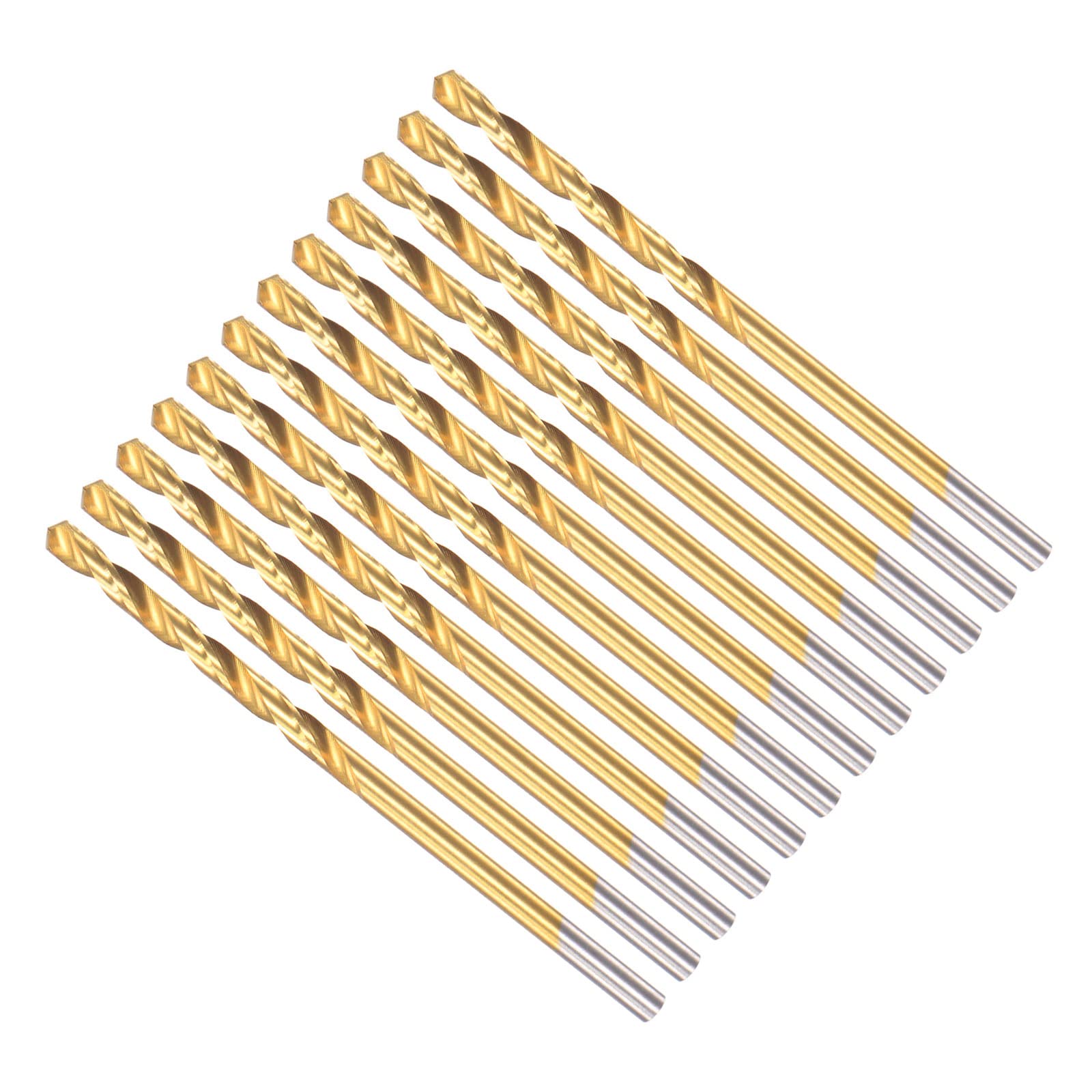 CoCud Twist Drill Bits, 2.5mm Drilling Diameter, Titanium Coated High Speed Steel 6542 Straight Round Shank - (Applications: for Stainless Steel Alloy Metal), 12-Pieces โ image 1