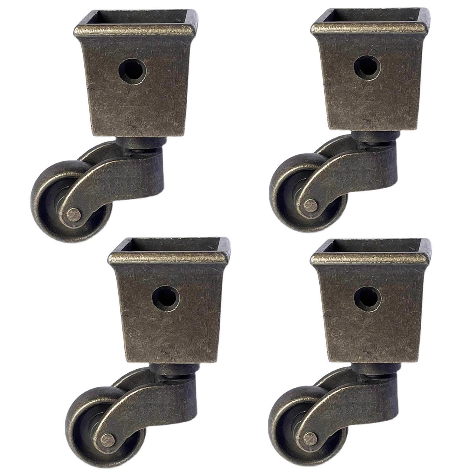 Photo 1 of 4 Pieces Antique Polished Universal Castors Wheel,25mm/1in Zinc Alloy Furniture Caster Wheels,Solid Square Cup Wheels,360° Rotation,with Screws,for Desk Chair Cabinet Load 180kg/396lbs