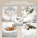 Nepfaivy Calming Dog Cat Donut Bed 15.75in Fluffy Round Plush Bed White view 6