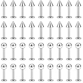 Ftovosyo 36Pcs 20G Spike Nose Stud Surgical Steel Labret Jewelry Snake Bites Lip Jewelry Medusa Piercing Jewelry Monroe Lip Rings Studs for Women Men Helix Earring