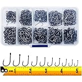 300PCS Small High-Carbon Steel Barbed Fishing Hooks,Hole,10 Sizes | Small High-Carbon Steel Barbed Fishing Hooks with Holes, 10 Specifications of Fishing Hooks, Portable Boxed Hooks