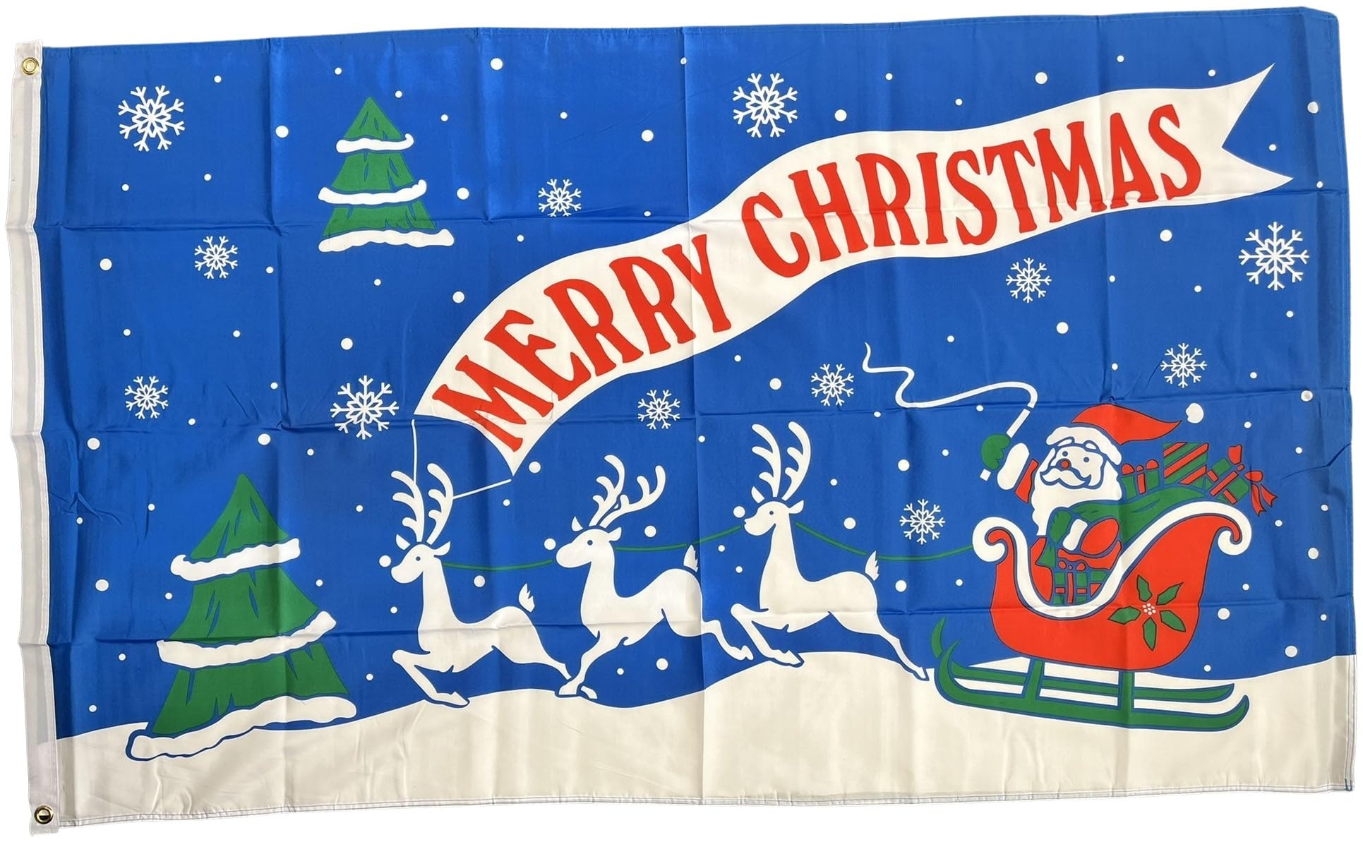 NWFlags Blue Merry Christmas Flag 5ft x 3ft 75d Premium Polyester Suitable For Flagpoles | Strong Polyester 5x3 foot material flag with Eyelets
