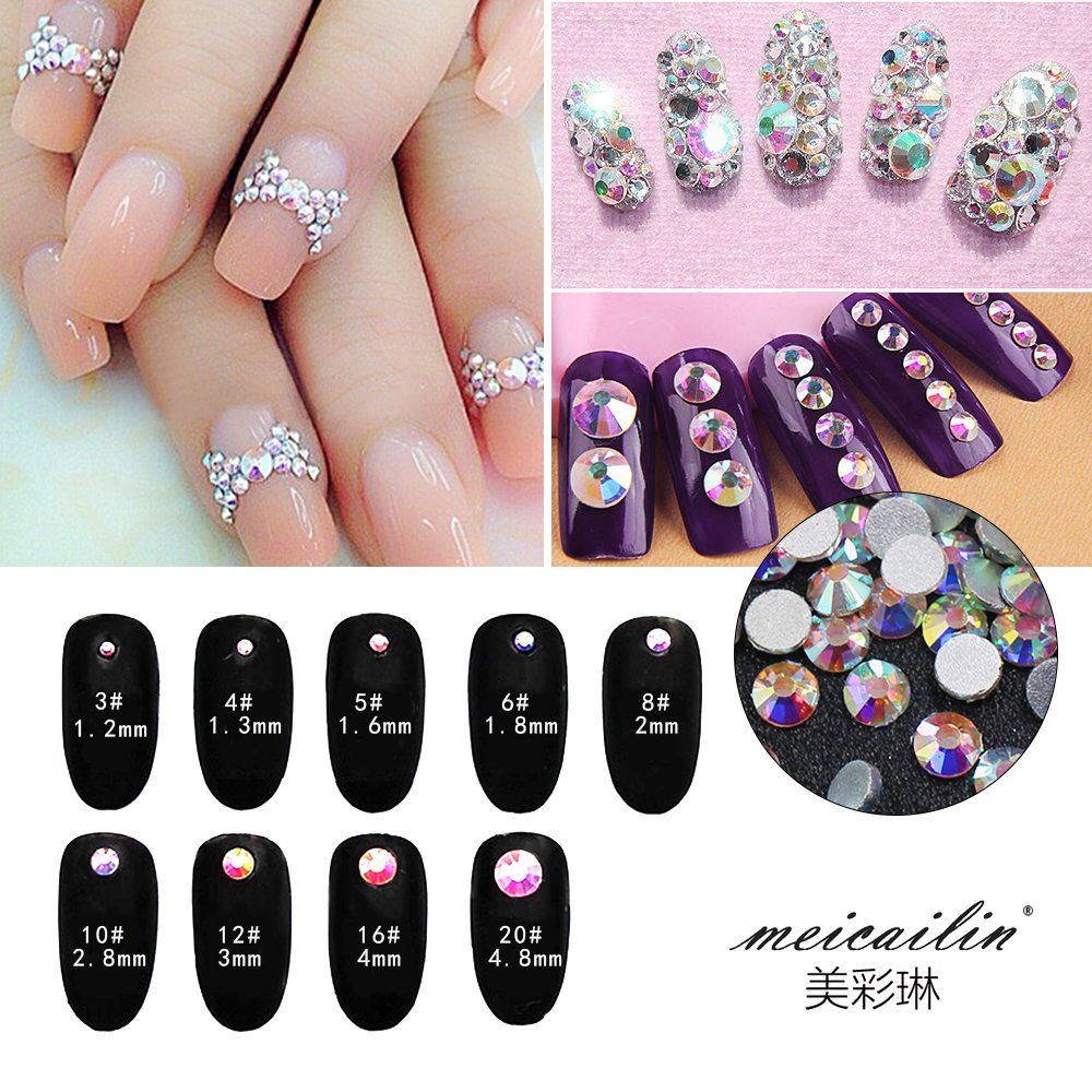 Amazon Com Nail Art Rhinestone Ab White Crystal 1440pcs Bag