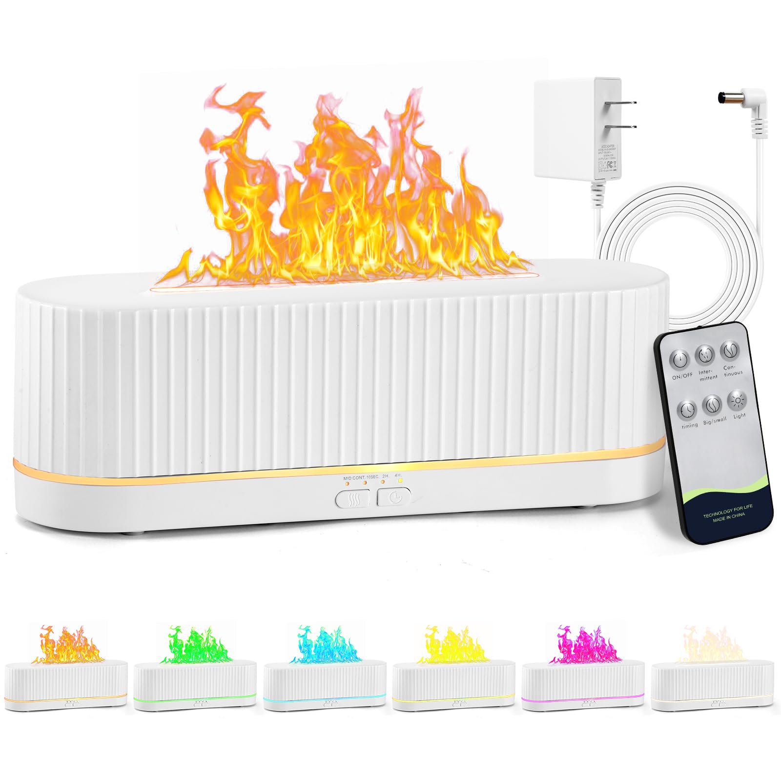Photo 1 of Essential Oil Diffuser?Colorful Flame Fire Diffuser Humidifier?Scent Aroma Diffuser, 7 Colors Changing Oil Diffuser for Home,Office(Remote Control?Timeable, Waterless Auto off-260ml) (White)