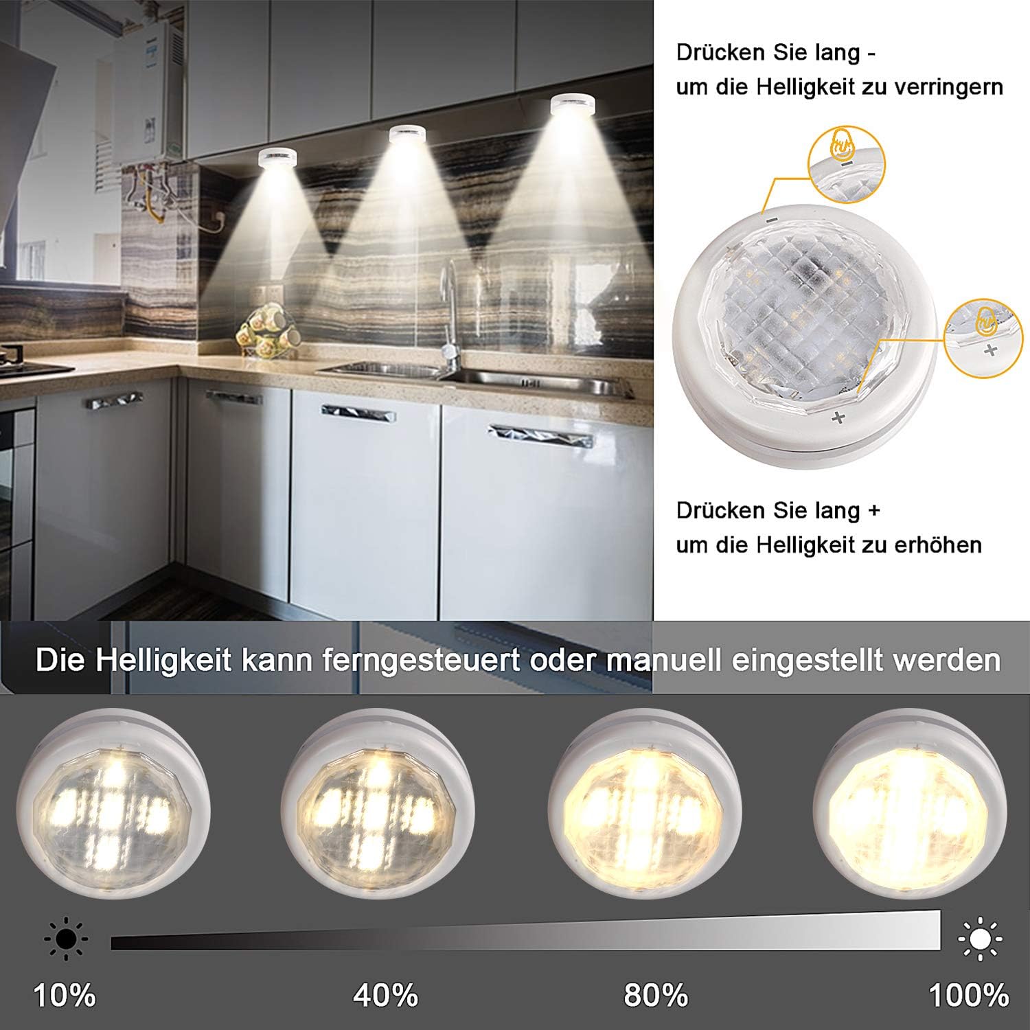 Schranklicht| 6er RGB LED Schrankbeleuchtung Batteriebetrieben mit