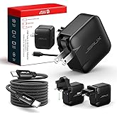 JSAUX 65W USB C Charger for Nintendo Switch 2, Powers in TV Mode, with EU/UK Plug & 6.6FT Cable, GaN PD Fast Charge for ROG Xbox Ally, Steam Deck, ROG Ally, iPhone 17, Galaxy, Tablet & Laptop – Black