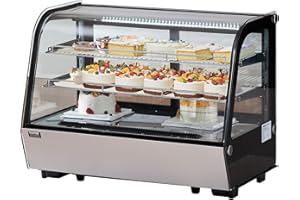 VEVOR Refrigerated Display Case, 5 Cu.Ft./146L Countertop Pastry Display Case, 2-Tier Commercial Display Refrigerator with LED Lighting, TURBO Cooling, Frost-Free Air-Cooling, for Bakery