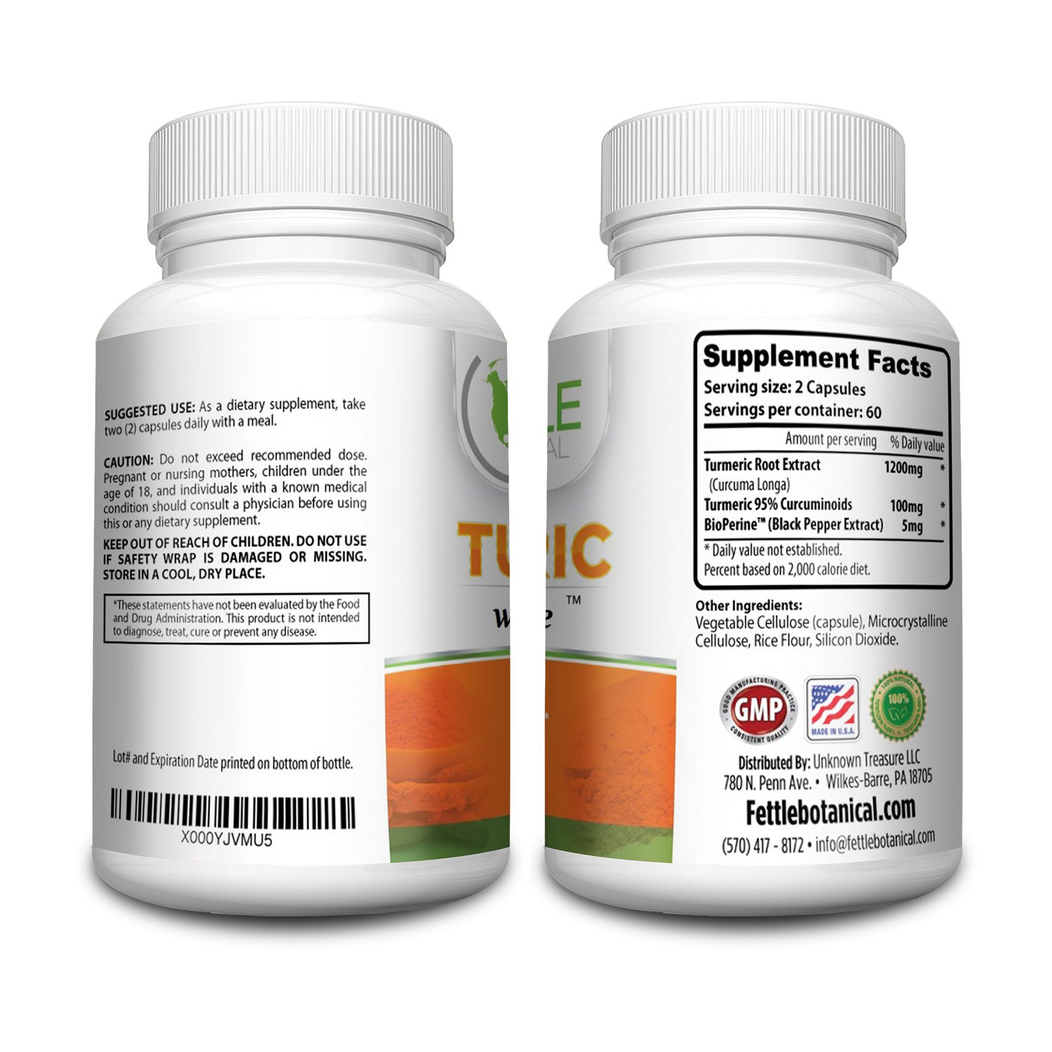 Tumeric Curcumin with Bioperine 1300mg Daily Dose 120 Caps Black Pepper