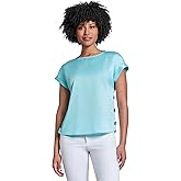 Jones New York Womens Ss Side Button Blouse