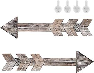 Wooden Arrow Wall Decor , Set of 2 Rustic Arrow Sign Home Decor, Decorative Farmhouse Wall Hanging Decoration for Home Living Room Kitchen Dining Bedroom Bathroom , Unique Gift