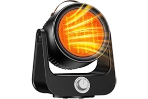 HETRAROOT 1500W PTC Ceramic Garage Heater Electric, 250Sq.ft 1S Heating, 100° Vertical & Horizontal 3D Swing & 4Modes, Patio Heaters for Outdoor Use, Tip-over&Overheat Safe Outdoor Heaters for Patio