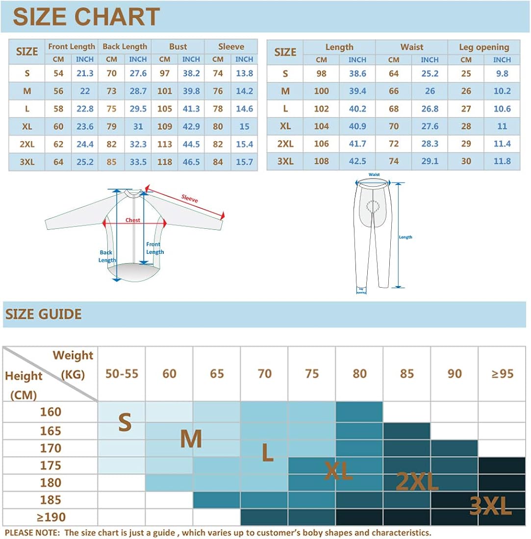 Xtextile Men's Cycling Jersey Set with Full Zipper Long Sleeves Bicycle Shirt and 4D Coolmax Padded Cycling Tights Leggings: Clothing
