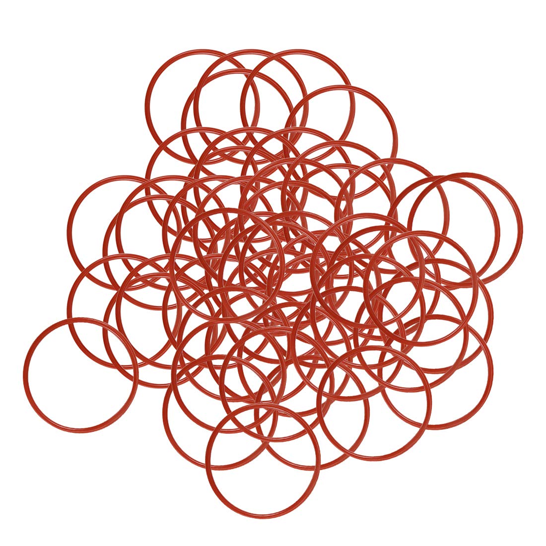 sourcing map Silicone O-Ring, 28mm OD, 25mm ID, 1.5mm Width, VMQ Seal Rings Gasket, Red, Pack of 50 — image 1