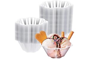150 Pack Plastic Ice Cream Bowls, 9Oz Clear Flower Appetizer Cup, Plastic Dessert Serving Bowl for Serving, Weddings, Caterin