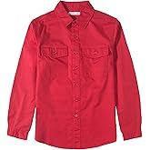 Tronjori Boys Button Down Long Sleeve Dress Shirt Two Pockets