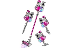 BLAXTEM 4-in-1 Kids Toy Vacuum That Really Works, Toddler Pretend Play Cleaning Set with Real Suction, Toys Working Cleaner Birthday Idea for 3 4 5 6 7+ Year Girl Boy (Rose Red)