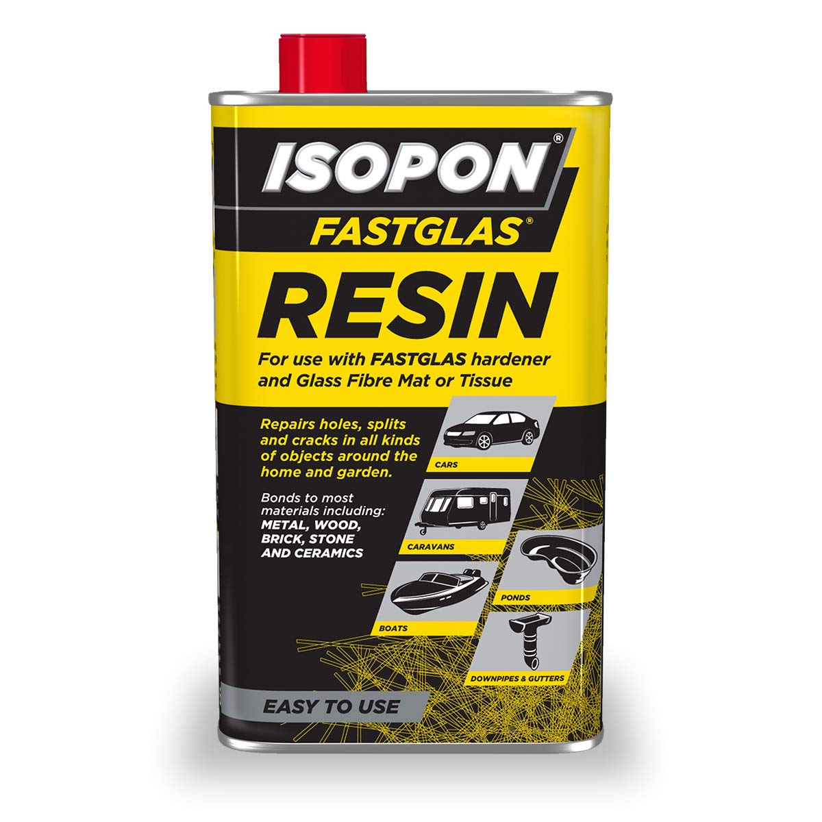 isopon RE/LA Fastglas Laminating Resin 500 ml, Tin Yellow