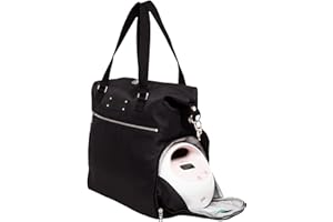 SARAH WELLS Lizzy Breast Pump Bag – Stylish Pump Tote with Insulated Cooler Pocket, Laptop Sleeve & Spacious Side Compartment – Fits Portable Pumps & More – Easy-Clean, Lightweight Breastfeeding Bag (Black)