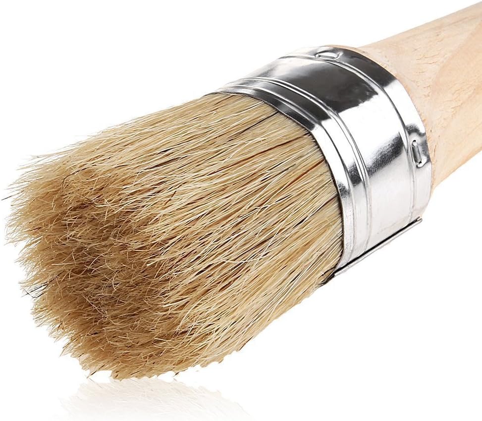 ASelected Chalk Paint Brush for Painting and Waxing 40mm Natural Bristle Round Wax Brush for Furniture Painting Perfect for Furniture Stencils Wood Home Decor