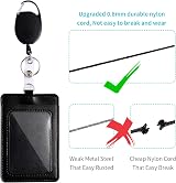 NiceLand 2-Sided PU Leather ID Badge Holder with Lanyard & Reel - Black view 3