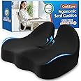 CushZone Seat Cushion, Memory Foam Office Chair Seat Cushion for Office Chairs/Car/Long Trip/Desk Chair/Gaming, Extra Large Size for Sciatica & Hip & Tailbone Pain Relief, Sciatica Support (Black)