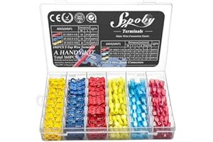 Sopoby 360PCS T Tap Wire Connectors AWG 22-10 Electrical Connectors Waterproof Quick Wire Splice Taps with Insulated Male Quick Disconnect Terminals Assortment Kit