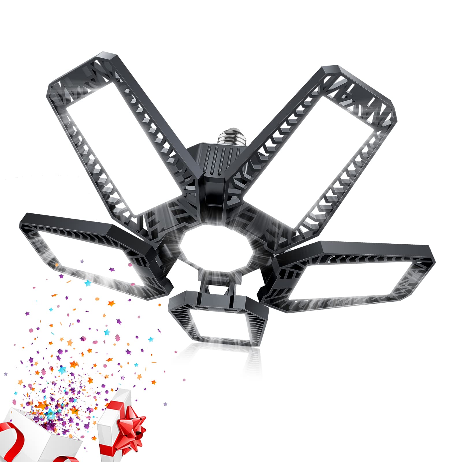 Photo 1 of YIBEYYDS LED Garage Light - 160W 16000LM 6500K LED Garage Ceiling Lights, Screw in Shop Lighting 5+1 Deformable Panels for Attic, Basement, Workshop, E26/E27 (1)
