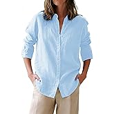 siliteelon Button Down Shirts for Women Oxford Shirt Cotton Dress Shirts Collared Long Sleeve Wrinkle Free Blouse Tops