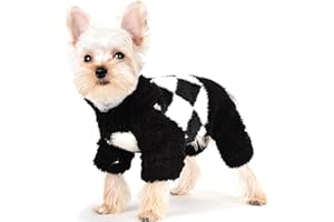 YIKEYO XXS Dog Pajamas for Small Dogs Soft Warm Dog Pjs Puppy Onesies Pet Dog Jammies Winter Dog Clothes for Small Dog Girl Boy Male Small Dog Sweater,Black