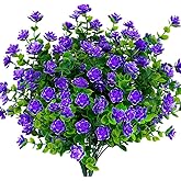TEMCHY Artificial Flowers, Fake Outdoor UV Resistant Boxwood Shrubs Faux Plastic Greenery Plants for Outside Hanging Planter Patio Yard Wedding Indoor Home Kitchen Farmhouse Decor(Purple)