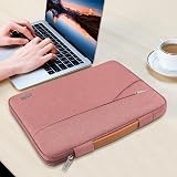 TECOOL 15.6 Inch Laptop Sleeve Pink Protective Case with Handle and Pockets view 3