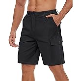 TACVASEN Men's Cargo Short 6 Pockets Comfortable Twill Cotton Elastic Waist Causal Work Shorts