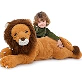 Tezituor Realistic Lion Stuffed Animal, 43" Giant Stuffed Lion Body Pillow | Wildlife Lion Plush Toy for Boys Girls, Hugging Soft Lion Plushies Body Pillow Birthday Christmas Decor for Adult