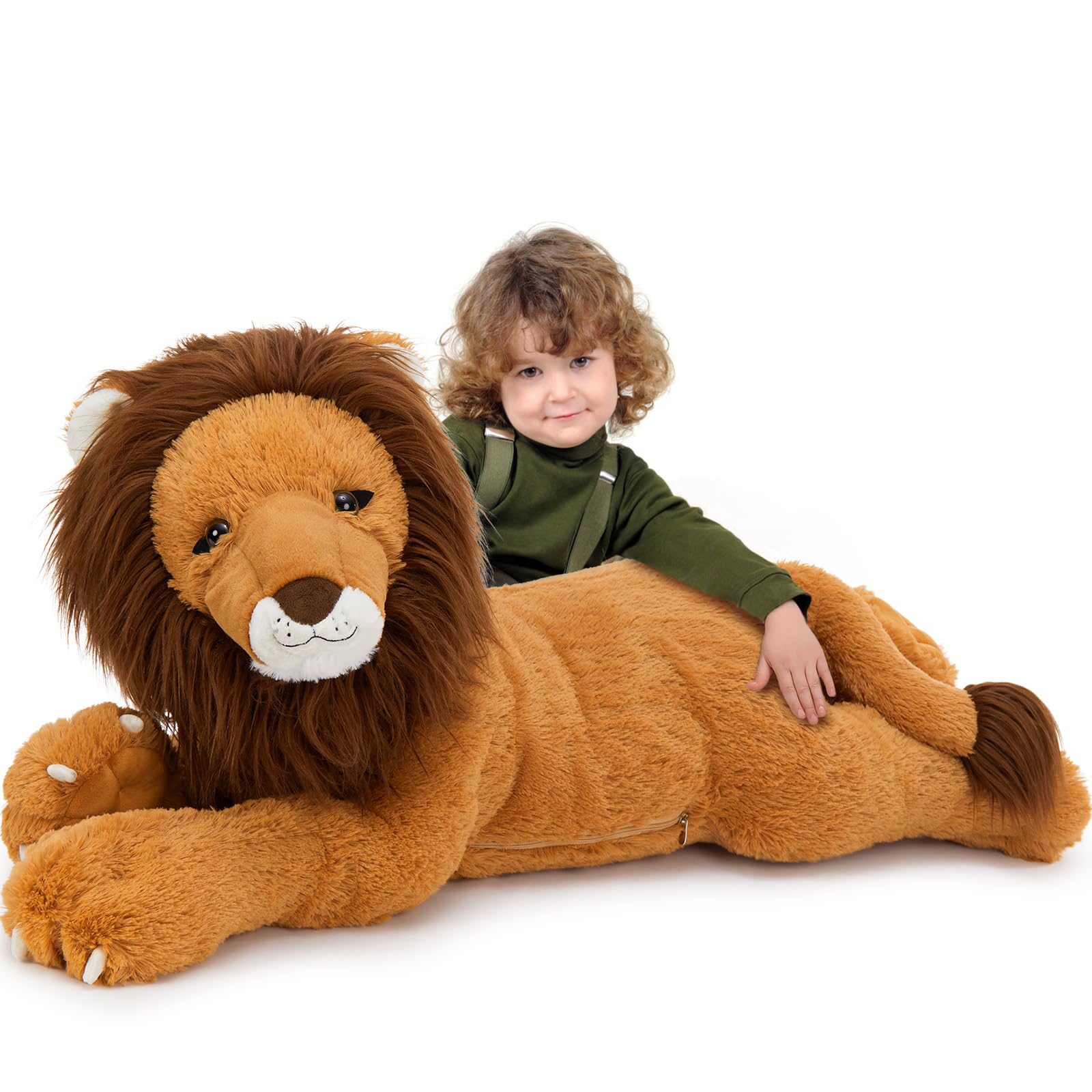 Photo 1 of Tezituor 43.3inch Giant Lion Stuffed Animal, Hugging Soft Lion Plush Body Pillow, Realistic Large Stuffed Lion Plush Gift for Kids