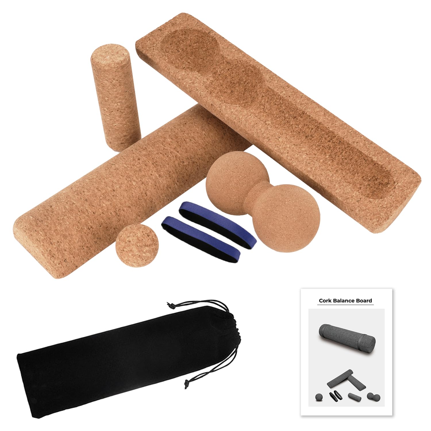 Photo 1 of Premium Cork Balance Board - 15.7" Large Ankle Balance Board with Peanut Massage Ball, Balance Trainer, Foot Strengthener for Full Body Massage | Balance Stability | Improve Mobility | Prevent Falls