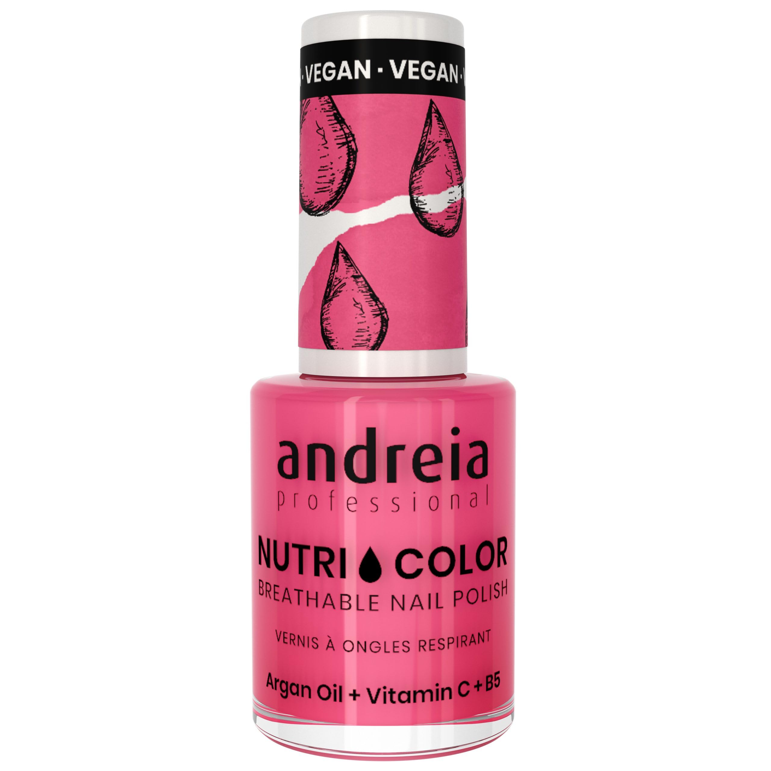 Andreia Professional NutriColor Breathable Nail Polish - Vegan and Cruelty-Free DIY Nail Art Nail Polish with Long Lasting Gloss Finish Colour NC30 Bubble Gum Pink 10.5ml
