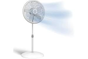 Lasko Oscillating Pedestal Fan - Lasko Fan with Adjustable Height and 3 Cooling Speeds, Portable, 18", White, 1820