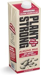 Plant Strong Unsweetened Almond Milk, 60% More Almonds, Gluten Free, 32oz | Creamy Plant-Based Milk, Calcium, Vitamins D & B1