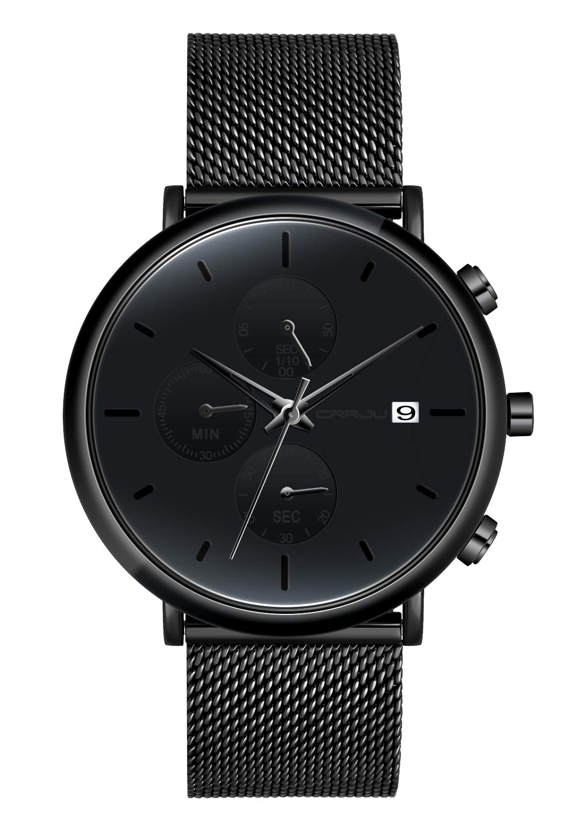 MicLee Men's Wrist Watches, Men's Boy's Quartz Watch, Multi-Function Business Watch, Student Casual Watch, with Calendar, Alloy Watch, Mineral Glass dial Window, Stainless Steel mesh Band