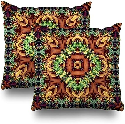 Amazon Com Pillows Case Set Of 2 Abstract Vintage Colored Mosaic