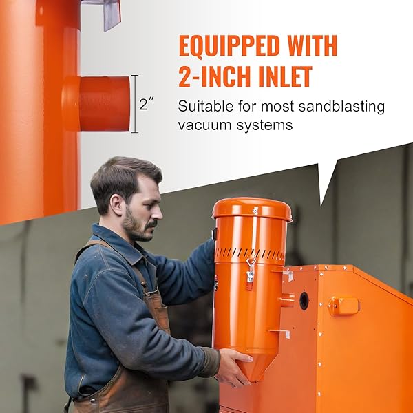 DUST COLLECTION SYSTEM: 1.6-HP DUST COLLECTOR MEDIA RECLAIMER WITH 1.8 GALLON CAPACITY – UNIVERSAL FIT FOR SANDBLASTER CABINETS AND MEDIA BLASTERS