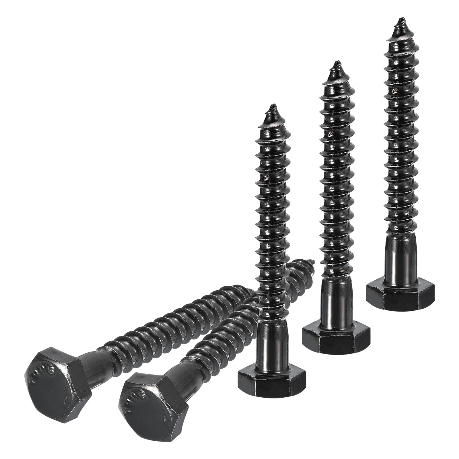 DTGN 1/4" x 2" Hex Lag Bolts - 25 Pack - for Woodworking, Furniture - 304 Stainless Steel Partial Thread Hexagon Head Lag Screws for Wood - Black