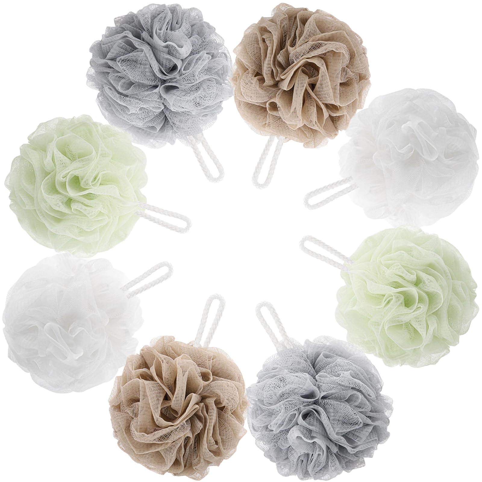 8 Pack Mesh Pouf Bath Sponge - Mesh Loofah Body Exfoliating Shower Ball Shower Sponge