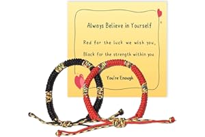 HuaCare 2Pcs Adjustable Red String & Black Braided Bracelets Set, Bohemian Friendship Bracelet, Matching Couple Bracelets for