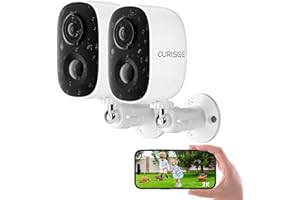 CURISEE Wireless Outdoor Security Camera Wireless 2K Camera for Home Security Battery Security Cameras 2.4GHz WiFi Smart Motion Detection,Color Night Vision,Waterproof, Cloud/SD Storage(2 Pack)