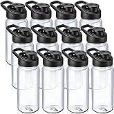 Mimorou 12 Pcs Plastic Water Bottles Bulk 17 oz Reusable Sports Bottles Portable Sports Drink Cups Pack with Handle for Kids Adults School Teams Gym Hike Camping Cycling(Clear)