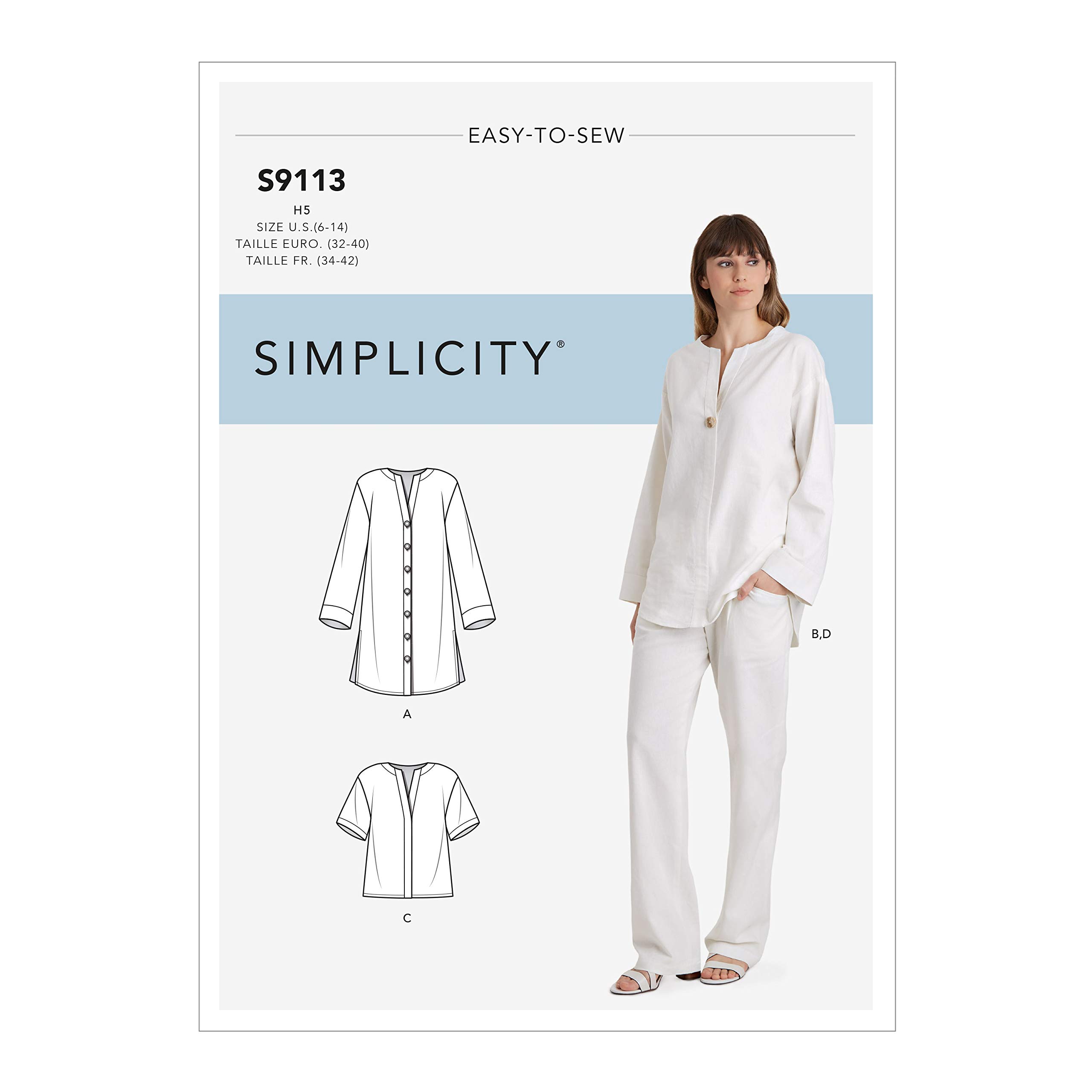 Simplicity Sewing Pattern SS9113H5 Misses' Tunic, Top & Pull On Pants